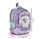 Muggle 2 Bölmeli Pretty Cat Meow Okul Çantası + Termoslu Beslenme Çantası