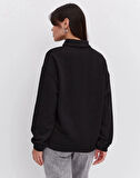 MDB Oversize Yarım Farmuarlı Yakalı Basic weathirt  iyah