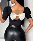 MDB Kadın Kısa Kollu Sırt Inci Ve Kurdela Detay Karpuz Kol Yerli Krep Bluz. 109 Adet Standart Beden Gerisi 3 Beden