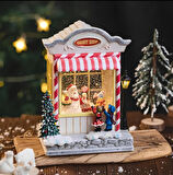 MDB Yılbaşı Temalı Şekerci Dükkanı Kar Küresi Işıklı Müzikli