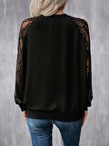 MDB Kadın Uzun Dantel Kollu Bisiklet Yaka Viskon Bluz