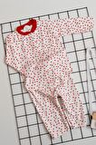 Minik Kalp Baskılı Bebek Önden Çıtçıtlı Pijama Takımı