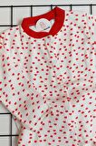 Minik Kalp Baskılı Bebek Önden Çıtçıtlı Pijama Takımı