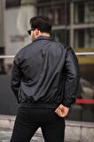 Mero Life Streetwear Siyah Oversize Rahat Kesim Deri Ceket