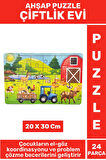 Premium Eğlenceli Eğitici Görsel Algı Problem Çözme Becerisi Çocuk Puzzle 24 Parça ÇİFTLİK EVİ