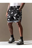 Erkek Pano Baskılı Şeritli Şort