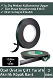 Özel Üretim Ultra Güçlü İz Bırakmaz Elastik Yapılı Çift Taraflı 10mm-10Metre Akrilik Köpük Bant 2 Ad