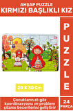 Eğlenceli Eğitici Görsel Algı Problem Çözme Becerisi Çocuk Puzzle 24 Parça KIRMIZI BAŞLIKLI KIZ