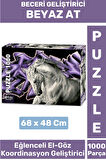 Premium Eğlenceli El Göz Koordinasyon Beceri Görsel Algı Geliştirici Çocuk 1000 Prça PUZZLE BEYAZ AT