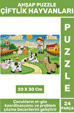 Premium Eğlenceli Eğitici Görsel Algı Problem Çözme Becerisi Çocuk Puzzle 24 Prça ÇİFTLİK HAYVANLARI