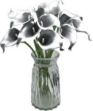 Yapay Çiçek Gümüş Renk Gala Eva Malzeme Silver Cala Flower 8li Demet