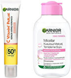 Garnier 100ml Micellar Makyaj Temizleme Suyu + C Vitamini Parlak Yüz Güneş Kremi Görünmez Doku