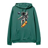 Astro-13  Baskılı Yeşil Hoodie