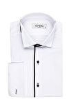 Süvari Erkek Beyaz Ata Yaka Slim Fit Gömlek