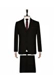 Süvari Yelekli Siyah Slim Fit Takım Elbise