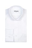 Süvari Slim Fit Armür Desenli Beyaz Erkek Gömlek