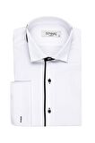 Süvari Ata Yaka Slim Fit Siyah Çizgili Erkek Gömlek