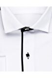 Süvari Ata Yaka Slim Fit Siyah Çizgili Erkek Gömlek