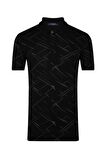 Slim Fit Desenli Polo Yaka Erkek Tişört
