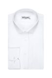 Süvari Armür Desenli Slim Fit Beyaz Erkek Gömlek