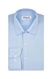Süvari Slim Fit Armür Desenli Soluk Mavi Erkek Gömlek