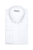 Süvari Armür Desenli Slim Fit Beyaz Erkek Gömlek