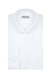 Süvari Slim Fit Armür Desenli Beyaz Erkek Gömlek