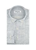 Süvari Slim Fit Desenli Kısa Kollu Kahverengi Erkek Gömlek