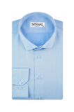 Süvari Slim Fit Armür Desenli Soluk Mavi Erkek Gömlek