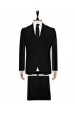 Süvari Yelekli Siyah Slim Fit Takım Elbise