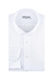 Süvari Erkek Slim Fit Armür Desenli Beyaz Gömlek