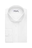 Süvari Slim Fit Armür Desenli Beyaz Erkek Gömlek
