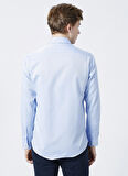 Süvari Gm2024700271 Klasik Yaka Slim Fit Armürlü Mavi Erkek Gömlek