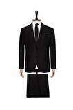 Süvari Yelekli Siyah Slim Fit Takım Elbise