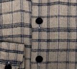 Süvari Slim Fit Desenli Flanel Uzun Bej Erkek Gömlek
