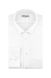 Süvari Slim Fit Armür Desenli Beyaz Erkek Gömlek