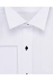 Slim Fit Ata Yaka Siyah Düğmeli Beyaz Erkek Smokin Gömlek
