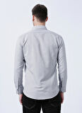 Süvari Slim Fit Armürlü Gri Erkek Gömlek