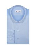 Süvari Slim Fit Klasik Yaka Armürlü Mavi Erkek Gömlek GM2024700278