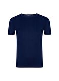 Slim Fit O Yaka Koyu Mavi Erkek Tişört