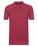 Süvari Dar Kalıp Polo Yaka Pembe  Erkek Tişört