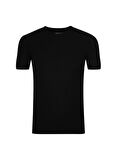 Süvari Slim Fit Waffle Desenli O Yaka Siyah Tshirt