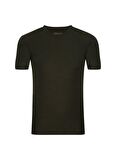 Süvari Slim Fit Waffle Desenli O Yaka Yeşil Tshirt