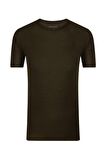Süvari Slim Fit Waffle Desenli O Yaka Yeşil Tshirt