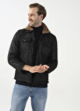 Süvari Mono Yaka  Slim Fit Kapitone Siyah Erkek Mont MN2008700287