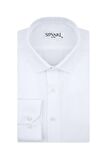 Süvari Slim Fit Armür Desenli Beyaz Erkek Gömlek