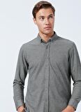 Süvari Slim Fit Uzun Kol Jakarlı Örme Yeşil Erkek Gömlek