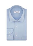 Süvari Gm2025000198 Klasik Yaka Regular Fit Armürlü Mavi Erkek Gömlek