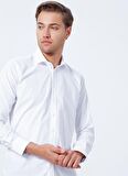Süvari Slim Fit Klasik Yaka Düz Beyaz Erkek Gömlek GM1007100465