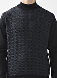 Süvari Yarım Balıkçı Yaka Regular Fit Armürlü Lacivert Erkek Kazak TR2013700248